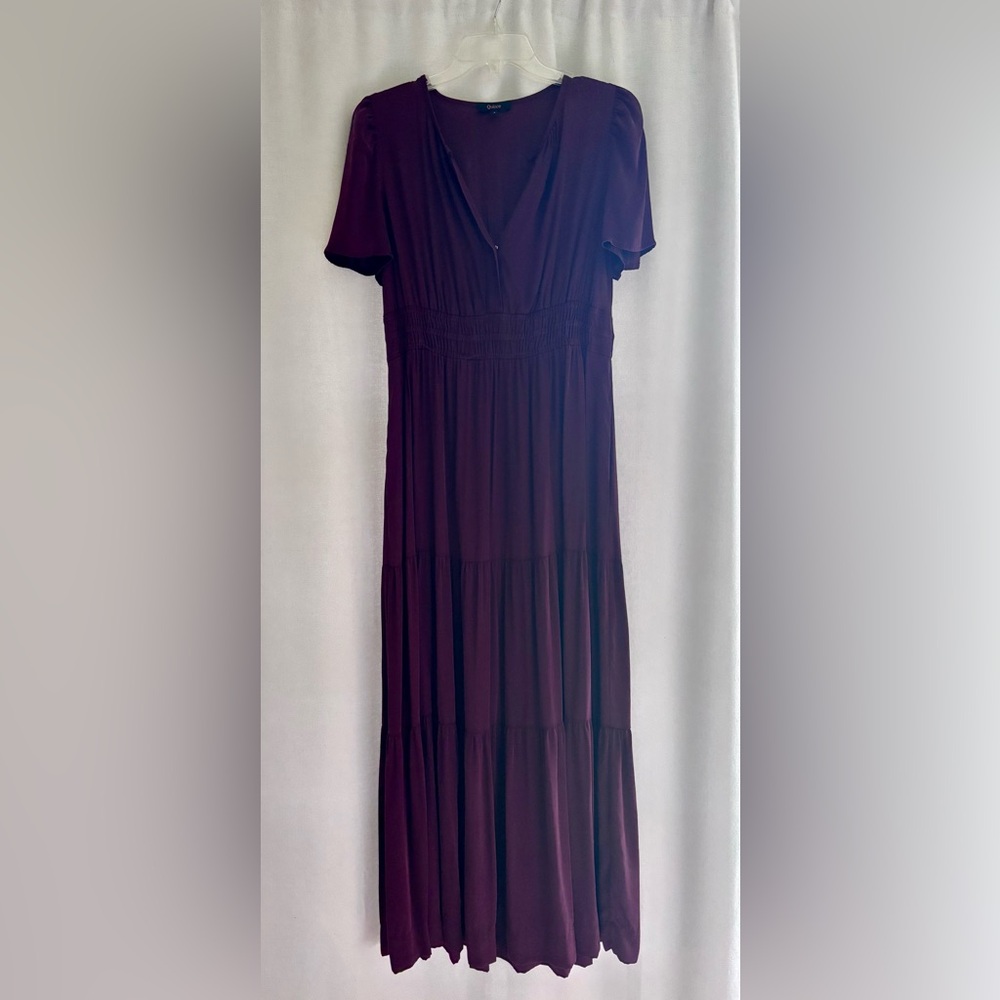 Quince Washable Stretch Silk Tiered Maxi Dress - Deep Purple